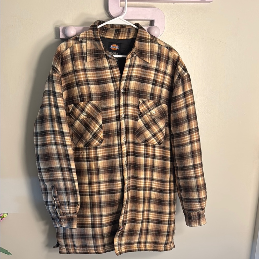 Dickies Brown Plaid Snap Button-Up Shirt